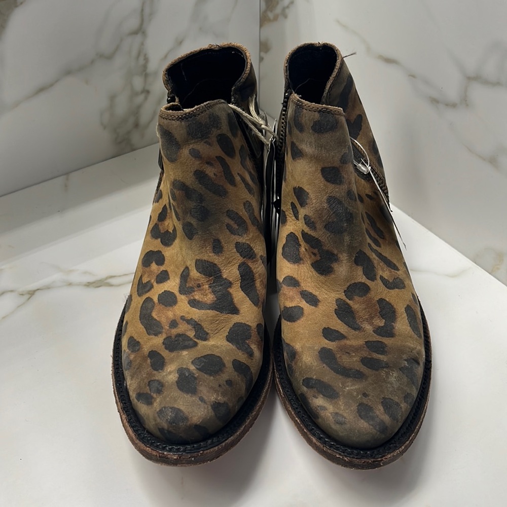 LIBERTY Black Leopard Print Ankle Boots